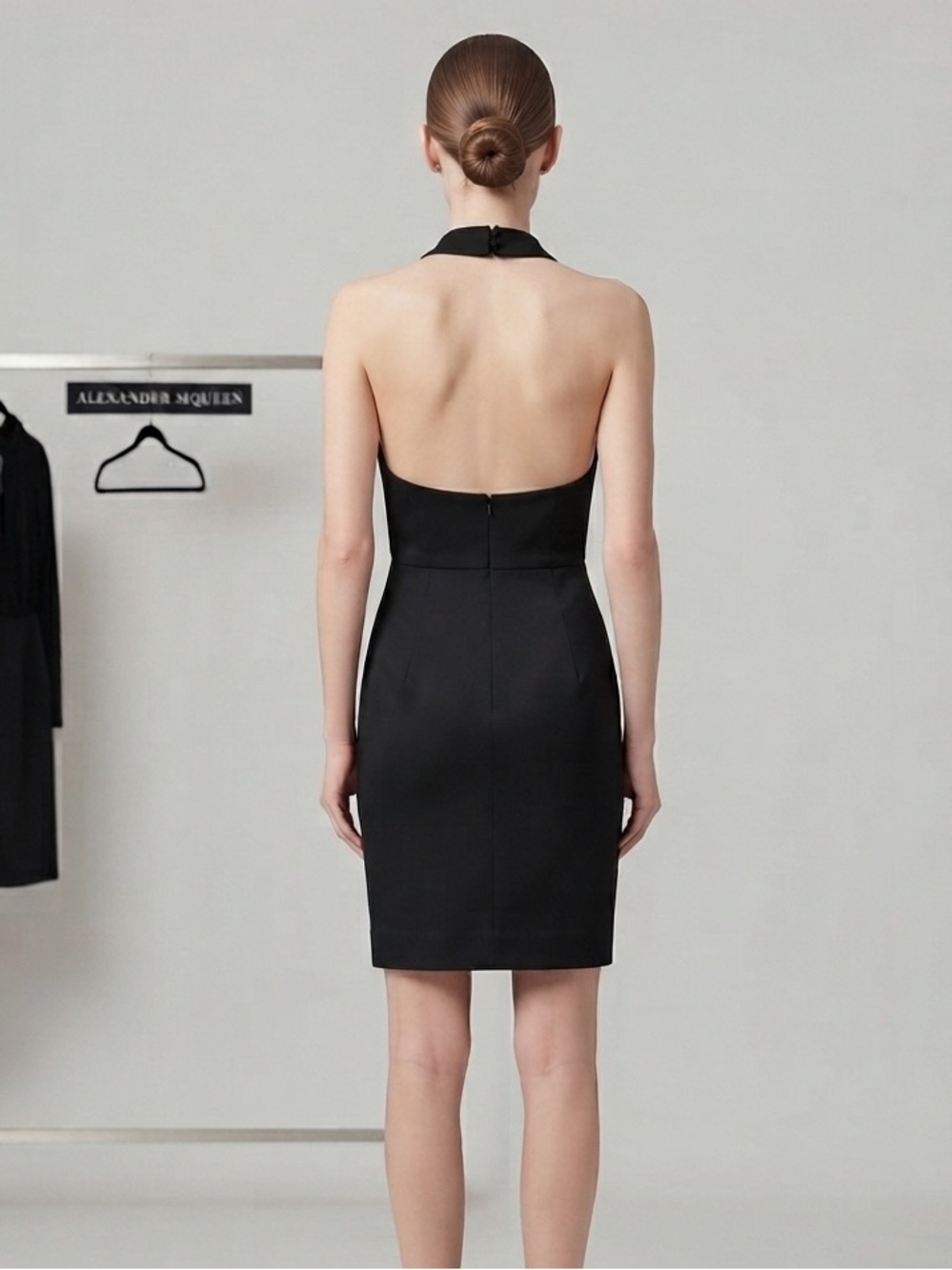 Alexander McQueen Black Halter Neck Cocktail Dress Size IT 40 / US 4 - Picture 2 of 9